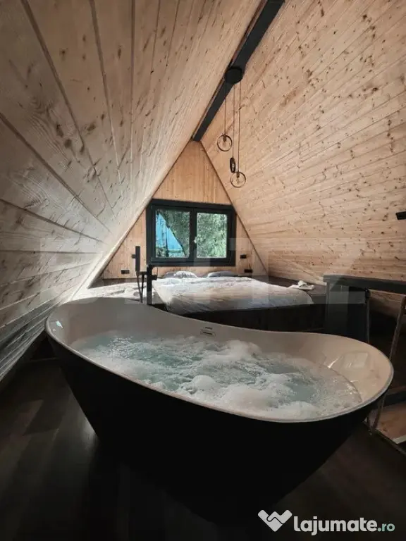 Cabana moderna A-Frame, jacuzzi, regim hotelier