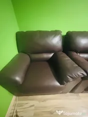 Set canapea extensibila și fotolii piele naturală