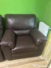 Set canapea extensibila și fotolii piele naturală