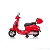Scuter electric pentru copii Vespa culoare roșie.