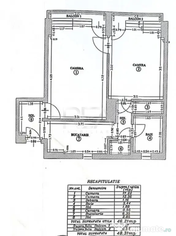 2 camere Piața Romană, et. 2, metrou, 48 mp, U3
