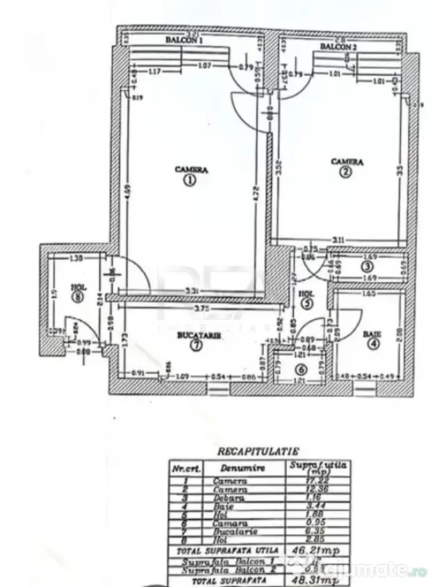 2 camere Piața Romană, et. 2, metrou, 48 mp, U3