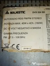 Vând radio CD auto Majestic DVX 224 SD, 1DIN, cu ecran touchscreen de 3inch 