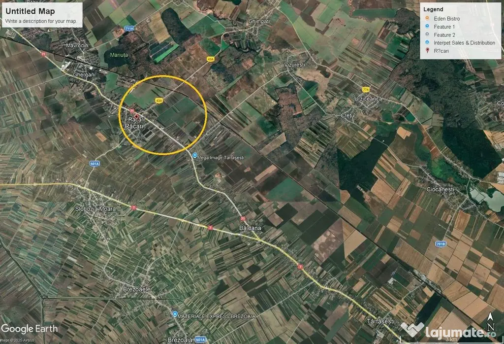 Teren 9884 mp intravilan Racari - Dambovita