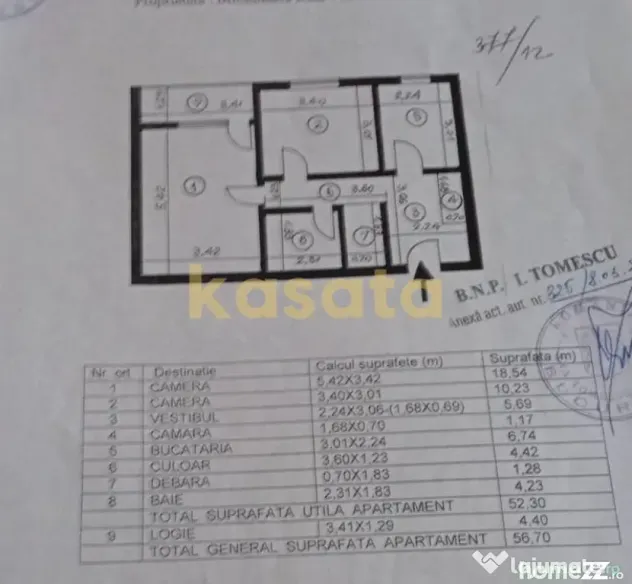 Apartament 2 camere decomandat | Ozana | Etaj 2 | 56,7 mp
