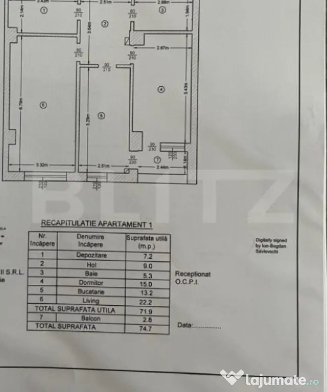 Apartament 2 camere | 74,7 mp | Loc de parcare | Complex Ras