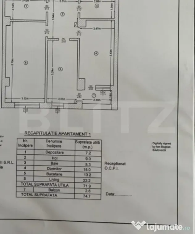 Apartament 2 camere | 74,7 mp | Loc de parcare | Complex Ras