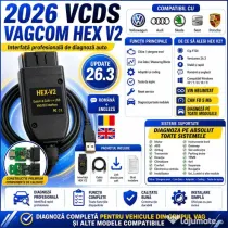 Tester diagnoza VCDS HEX CAN V2 26.3 OBD2 VW Audi Skoda Seat Romana Engleza