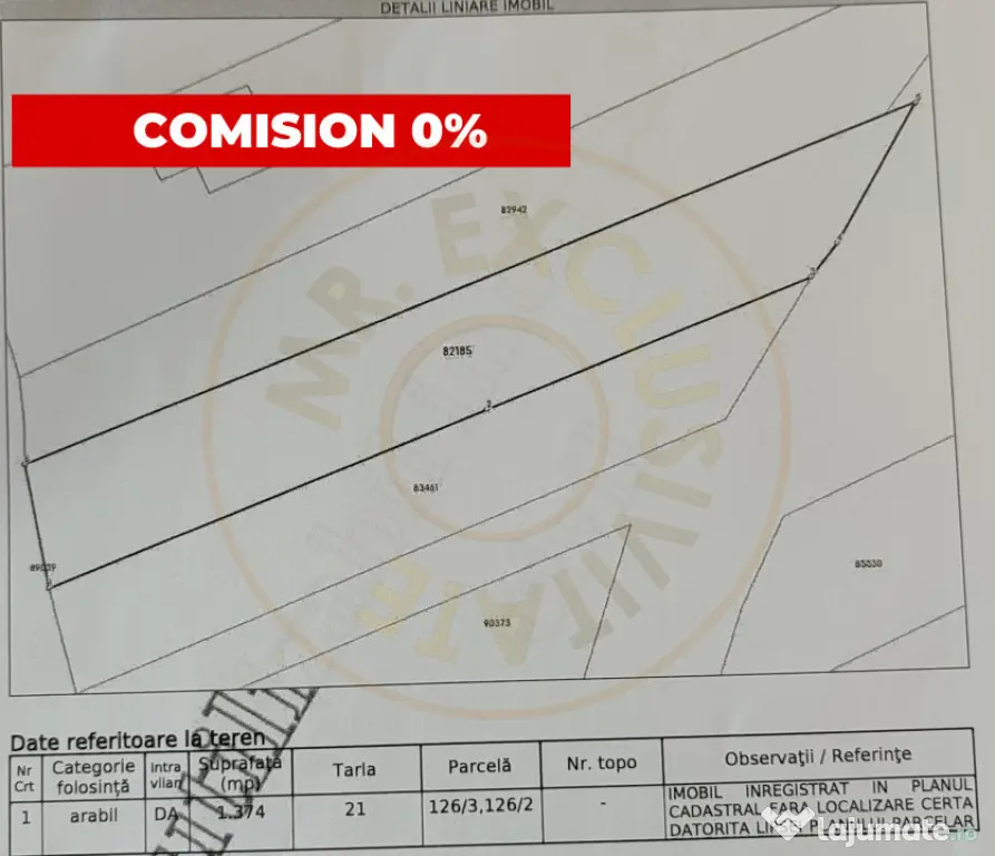 Teren de vanzare in Comuna Bradu – 1.374 mp | Deschidere 1