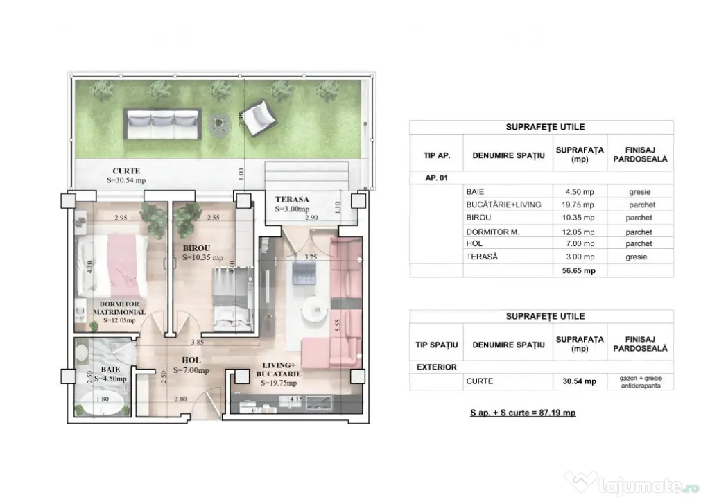 Apartament 3 camere, 56.65 mp, zona Galata