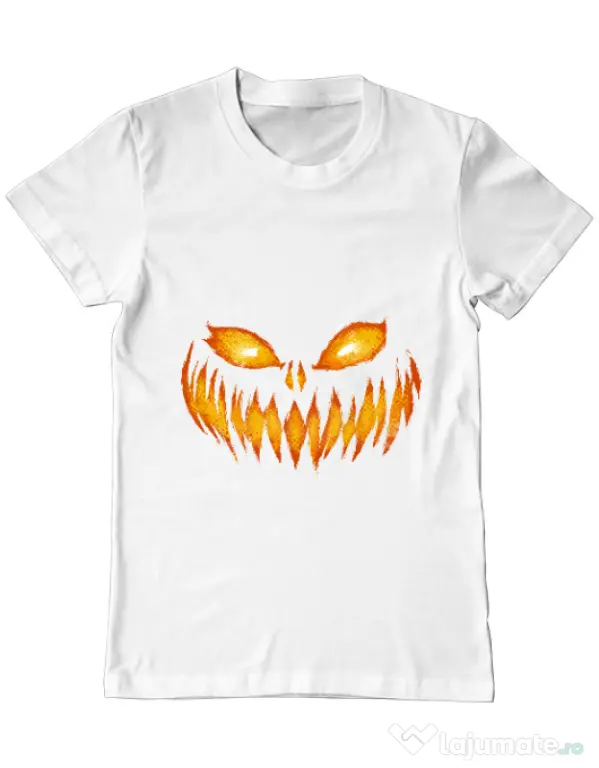 Tricou ADLER barbat Scary pumpkin face Alb