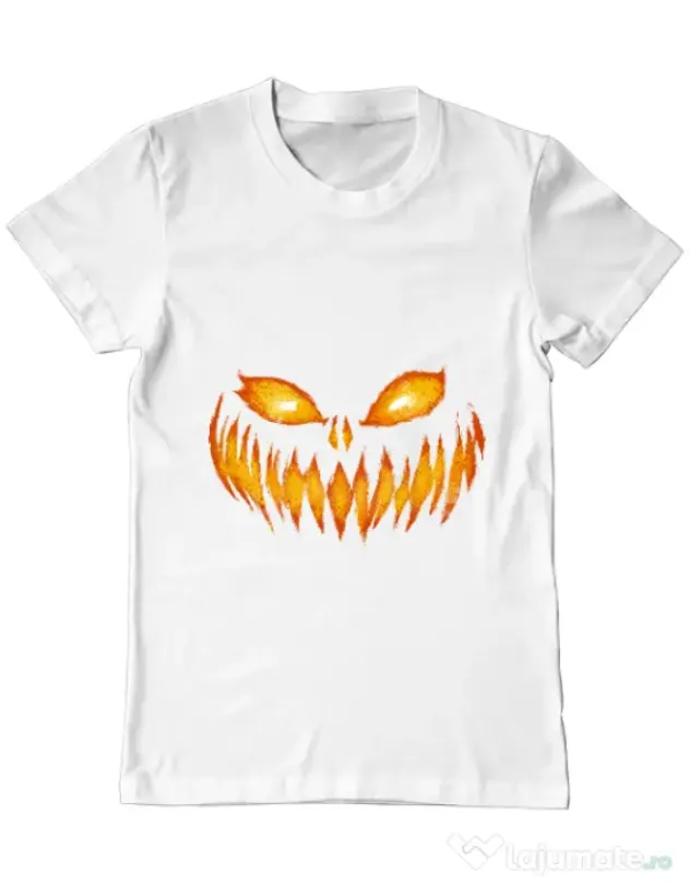 Tricou ADLER barbat Scary pumpkin face Alb