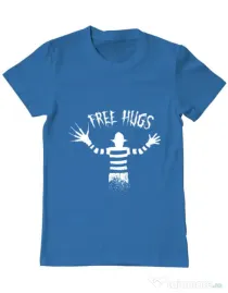 Tricou ADLER barbat Free hugs Albastru azuriu