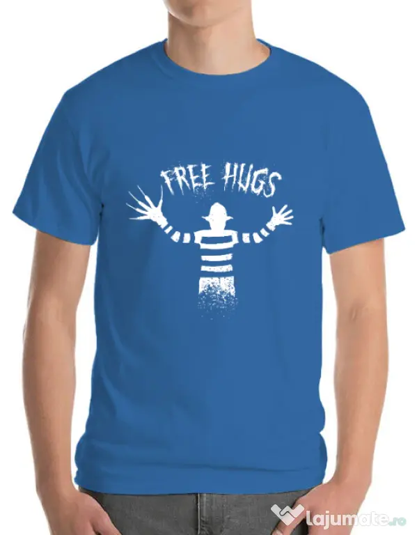 Tricou ADLER barbat Free hugs Albastru azuriu