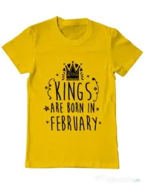 Tricou ADLER barbat Kings are born in February Galben