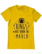 Tricou ADLER barbat Kings are born in March Galben