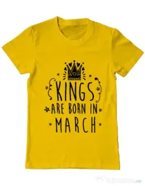 Tricou ADLER barbat Kings are born in March Galben
