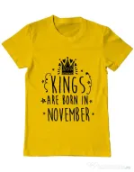 Tricou ADLER barbat Kings are born in November Galben