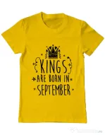 Tricou ADLER barbat Kings are born in September Galben