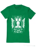 Tricou ADLER barbat The best men are born as Gemini Verde mediu