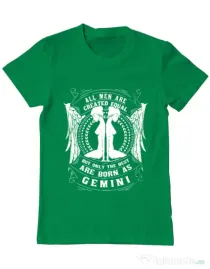 Tricou ADLER barbat The best men are born as Gemini Verde mediu