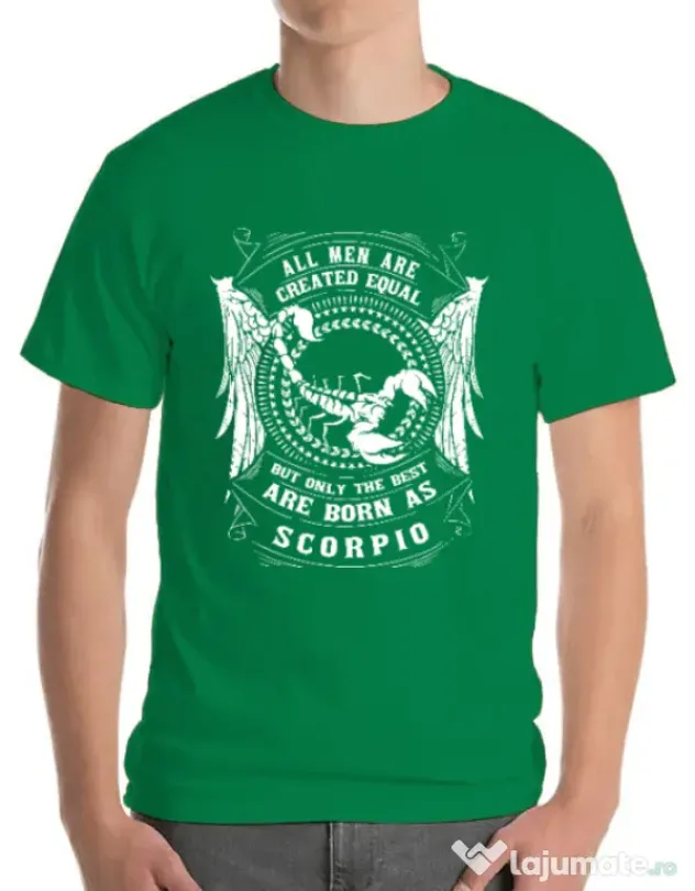 Tricou ADLER barbat The best men are born as Scorpio Verde mediu