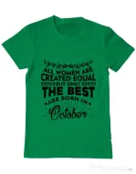 Tricou ADLER barbat The best women are born in October Verde mediu