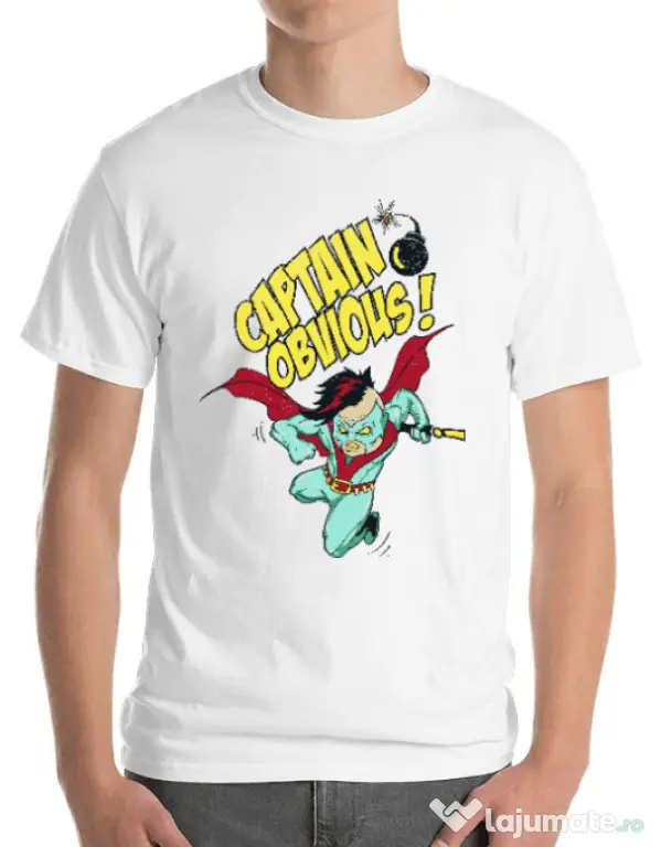 Tricou ADLER barbat Captain obvious Alb