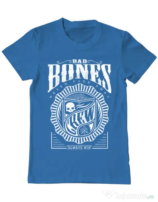 Tricou ADLER barbat Bad bones crew always win Albastru azuriu