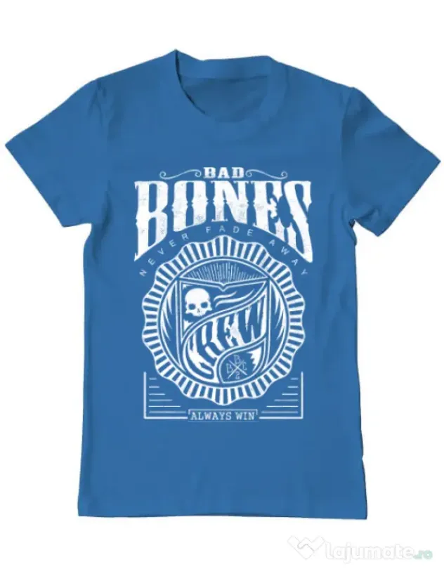 Tricou ADLER barbat Bad bones crew always win Albastru azuriu