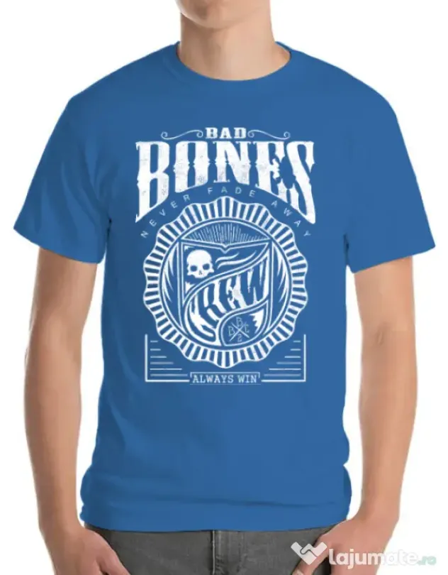 Tricou ADLER barbat Bad bones crew always win Albastru azuriu