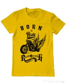 Tricou ADLER barbat Born to ride Galben
