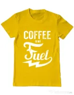 Tricou ADLER barbat Coffee is my fuel Galben