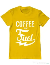 Tricou ADLER barbat Coffee is my fuel Galben