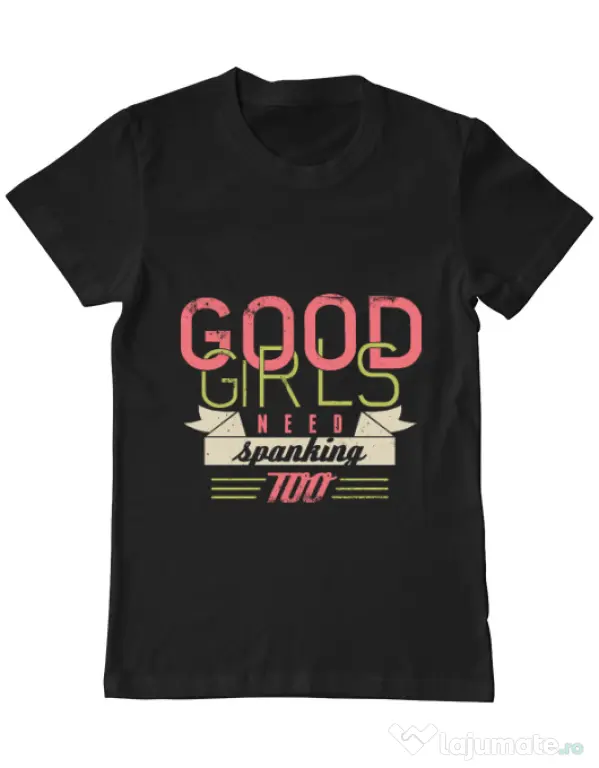 Tricou ADLER barbat Good girls need spanking Negru