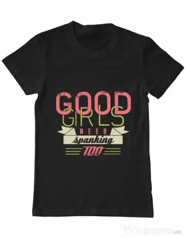 Tricou ADLER barbat Good girls need spanking Negru