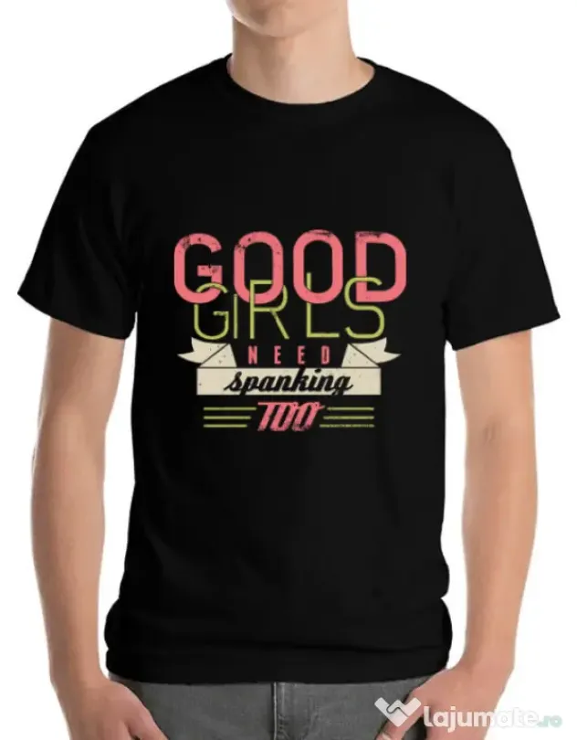 Tricou ADLER barbat Good girls need spanking Negru