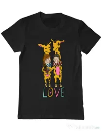 Tricou ADLER barbat Giraffes love Negru