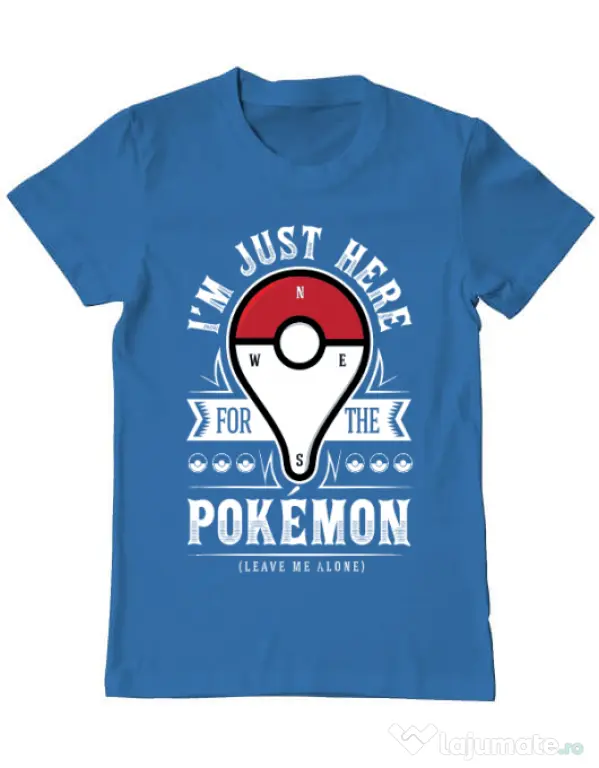 Tricou ADLER barbat Here for the Pokemon Albastru azuriu