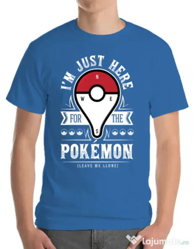 Tricou ADLER barbat Here for the Pokemon Albastru azuriu