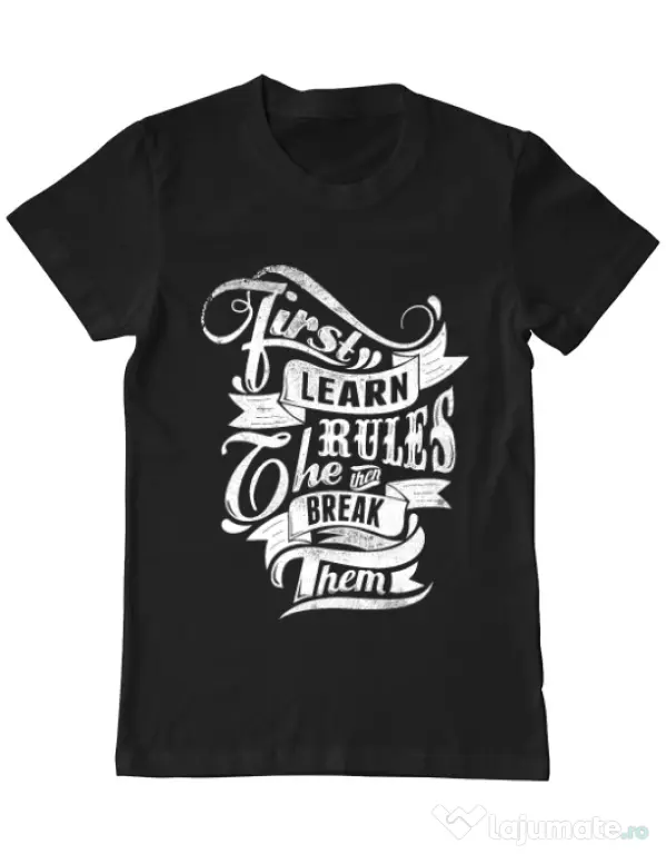 Tricou ADLER barbat Learn the rules Negru