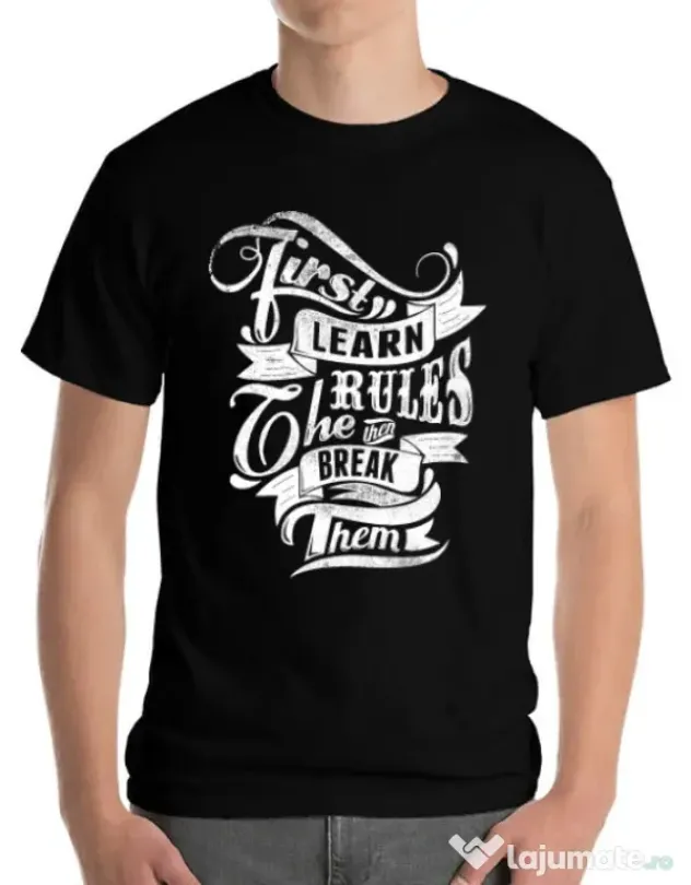 Tricou ADLER barbat Learn the rules Negru