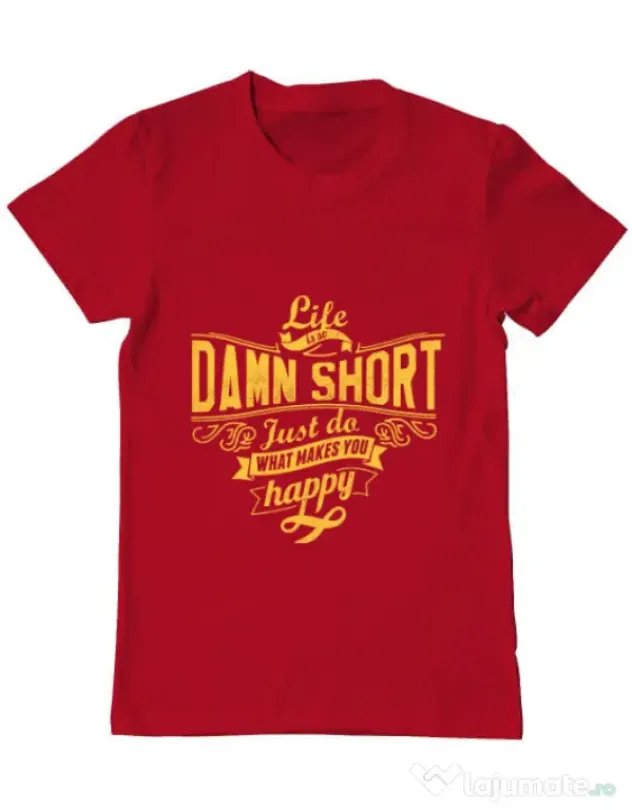 Tricou ADLER barbat Life is so damn short Rosu