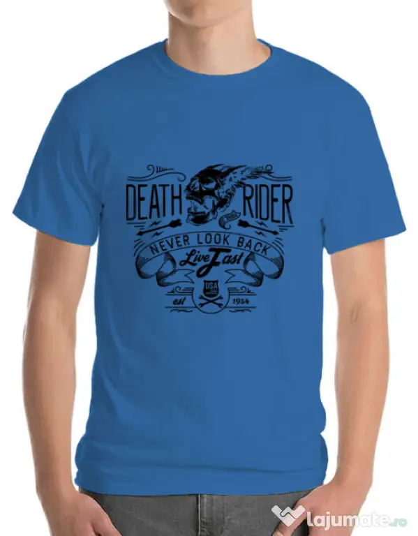 Tricou ADLER barbat Never look back Albastru azuriu
