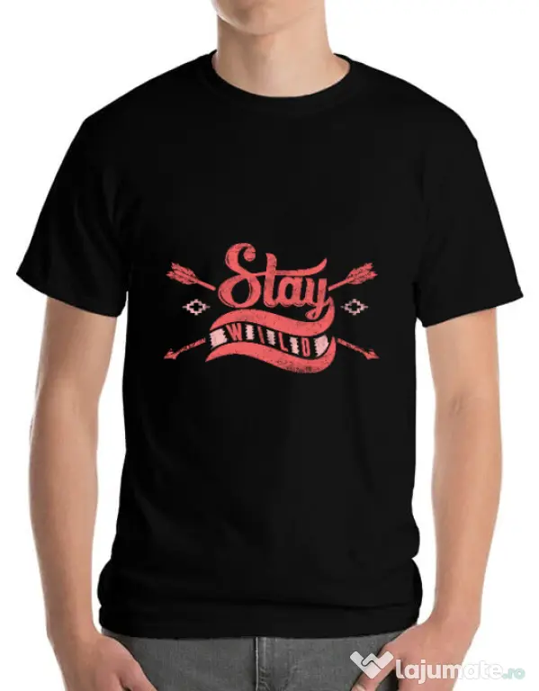 Tricou ADLER barbat Stay wild Negru
