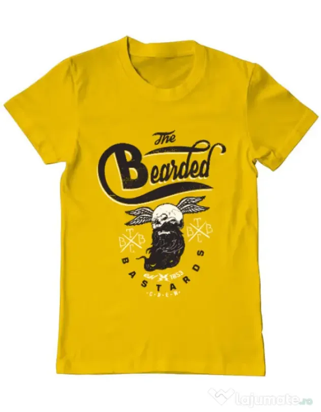Tricou ADLER barbat The bearded bastards Galben
