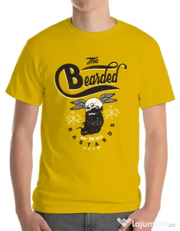 Tricou ADLER barbat The bearded bastards Galben