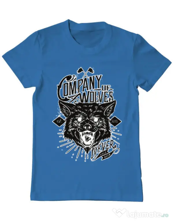 Tricou ADLER barbat Company of wolves Albastru azuriu