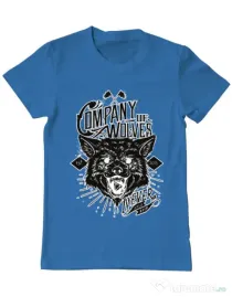 Tricou ADLER barbat Company of wolves Albastru azuriu