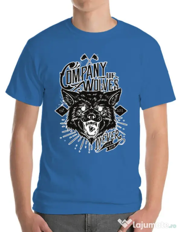 Tricou ADLER barbat Company of wolves Albastru azuriu